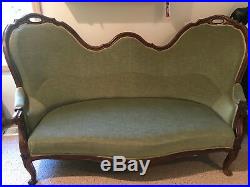 Antique Victorian English Settee reupholstered Elegant Sturdy Old Couch Charming