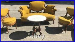 Antique Victorian Furniture Set Couch Chairs Table 19th Century Vintage Sofa