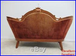 Antique Victorian Hump Back Carved Love Seat Sofa Couch