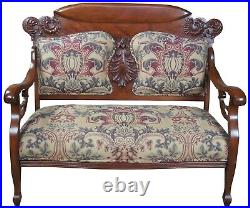 Antique Victorian Mahogany Carved Parlor Settee Bench Love Seat 50