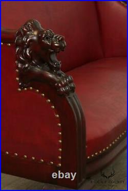 Antique Victorian Mahogany Lion Head Carved Sofa