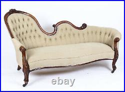 Antique Victorian Mahogany Sofa Chaise Longue Settee c. 1860 19th Century