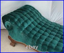 Antique Victorian Oak Fainting Couch Chaise Lounge Sofa