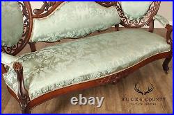 Antique Victorian Rococo Revival Rosewood Carved Sofa