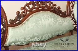 Antique Victorian Rococo Revival Rosewood Carved Sofa