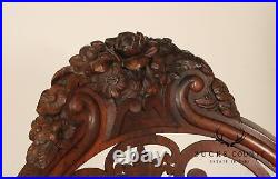 Antique Victorian Rococo Revival Rosewood Carved Sofa