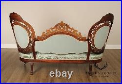 Antique Victorian Rococo Revival Rosewood Carved Sofa