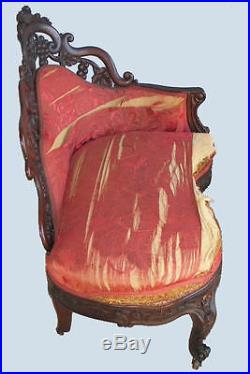 Antique Victorian Rosewood Recaimier / Méridienne Pierced Carved J H Belter
