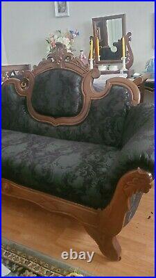 Antique Victorian Sofa Carved Wood