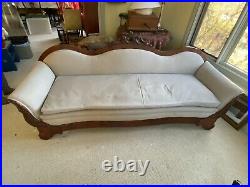 Antique Victorian Sofa Hand Carved Wood, Re-upholstered Rococo Style Elegant