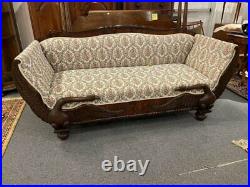 Antique Victorian Sofa, Hand Carved Wood with Eagle Design