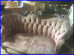 Antique Victorian Sofa Upholstery Loveseat Settee Chaise Couch