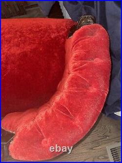 Antique Victorian Sofa -Vintage Red Velvet