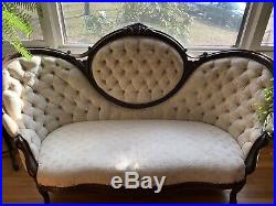 Antique Victorian Tufted Sofa Couch
