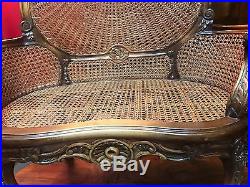 Antique Victorian Wicker Settee Cushioned