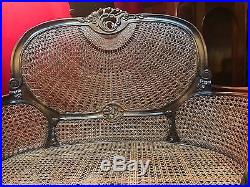Antique Victorian Wicker Settee Cushioned