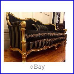 Antique Victorian/provincial ornately carved sofa baroque/rococo settee with new