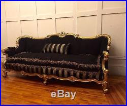 Antique Victorian/provincial ornately carved sofa baroque/rococo settee with new
