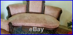Antique Victorian sofa and two chairs walnut matching