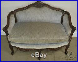 Antique Vintage 1920's Carved Mahogany Louis XV Rococo Carved Loveseat