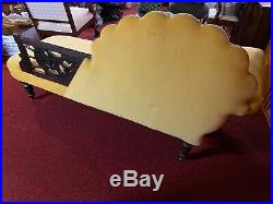 Antique Vintage Fainting Couch Chaise Lounge Yellow Velvet Shell Sun Design