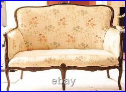Antique Vintage Louis XV Styled Loveseat / Settee Carved Wood Frame NEEDS REUP