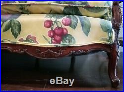 Antique Vintage Louis XV Styled Loveseat / Sofa / Settee. Carved Oak Wood Frame