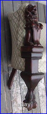 Antique Vintage Love Seat Couch Carved Lions Must See