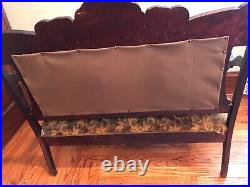 Antique Vintage Loveseat / Settee. Hardwood and Upholstery