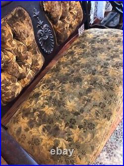 Antique Vintage Loveseat / Settee. Hardwood and Upholstery