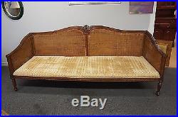 Antique Walnut Carved 8Ft Bergere Caned Sofa French Louis XVI Rococo Day Bed