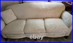 Antique White Fabric Horse Hair Sofa with Matching Chairs