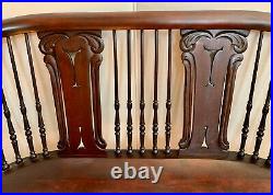 Antique Wood Settee Bench Art Nouveau Craftsman Spindle Victorian Hoffman style