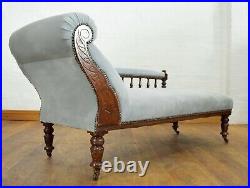 Antique carved chaise longue day bed sofa settee