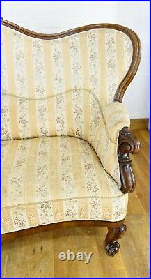 Antique carved double scoop back sofa settee