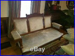 Antique late 1800's Aesthetic movement sofa and chair