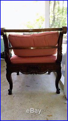 Antique newly reupholstered wood chaise lounge 1910
