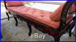 Antique newly reupholstered wood chaise lounge 1910