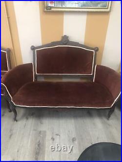 Antique parlour set of 5 kelogg settee and fiur chairs