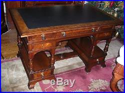 Antique rare model john jelliff burl walnut partner's desk, one of a kind