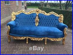 Antique unique sofa/settee/couch set with 2 chairs in Italian Rococo style