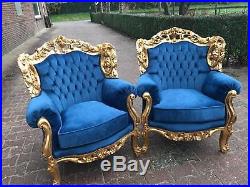 Antique unique sofa/settee/couch set with 2 chairs in Italian Rococo style