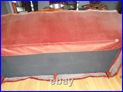 Antique vintage victorian sofa red tufted velvet carved wood trim 86 inch length