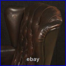 Armchair chester lounge chair living room brown leather furniture antique style