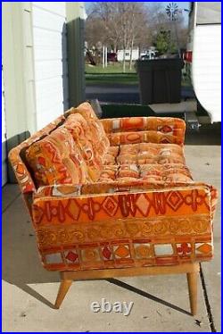 Armstrong Co. Gondola Couch with Jack Lenor Larsen Caravan fabric Mid Century