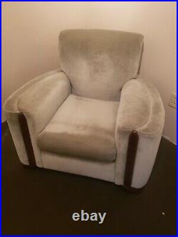 Art Deco 1940s Arm Club Chair with Original Wood Trim Family Heirloom