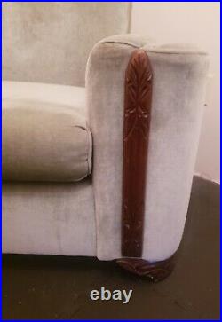 Art Deco 1940s Arm Club Chair with Original Wood Trim Family Heirloom