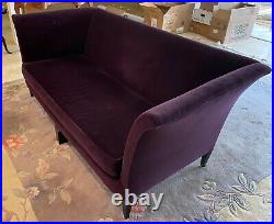 Art Deco Velvet Sofa in Eggplant Purple