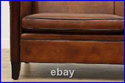 Art Deco Vintage Dutch Sheep Skin Leather Sofa or Couch #46586