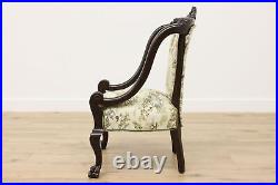 Art Nouveau Antique 3 pc Carved Settee & Chair Set, Dolphins #48355